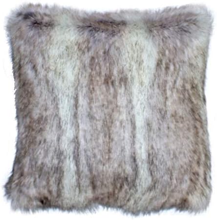 Faux Fur Pillow Cover Canadian Fox Stone 18 X 18 in - Set of 2