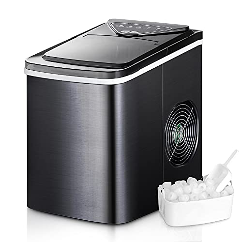 WATOOR Portable Ice Maker Machine for Countertop, 26 lbs Bullet Ice Cube in 24H, 9 Ice Cubes Ready in 6-9 Minutes,2.2L Ice Maker Machine with Ice Scoop and Basket Black