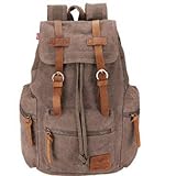 Canvas Backpack Rucksack BESTOPE Backpack Rucksack Unisex Canvas Backpack Vintage Casual School Hiking Travel Backpack with Leather Strap (Amy Green)