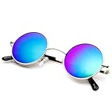 zeroUV - Retro Round Sunglasses for Men Women with Color Mirrored Lens John Lennon Glasses