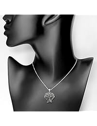 Colgante de plata de ley 925 con diseño de alas de ángel guardián con forma de corazón para mujer, 18.0 in