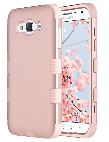 Galaxy J7 Case, ULAK Anti Slip Galaxy J7 Case Dust Scratch Shock Resistance Protective Cover for Samsung Galaxy J7 J700 (2015) with Hybrid High Soft Silicone Hard PC Case (Rose gold)