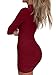 TOB Women's Sexy Stand Neck Long Sleeve Ruched Bodycon Mini Club Dress Wine Red