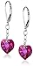 Amazon Collection Sterling Silver Swarovski Elements Fuchsia Colored Aurora Borealis Heart Shape Drop Earrings