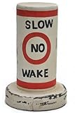 Wood Round Buoy Slow No Wake Rules Bob Float Boat Ship Ocean Sea Nautical Tropical Home Decor Bed Bath Pool Lake Deck
