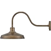 Hinkley Forge Medium Outdoor Extended Wall Mount Lantern, Warehouse Industrial Style, Elongated Gooseneck, Composite Material