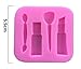Women Makeup Cosmetic Lipstick Shape Silicone Fondant Mold Eyebrow Blush Brush Shape Fondant Chocolate Mold Silicone Cake Decoration Mold