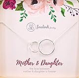Mother Daughter Necklace Sterling Silver 925 with Circle Pendants for Forever Love, Best Mother’s Day Jewelry Gift
