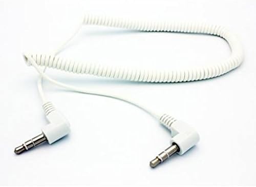 White Coiled Aux Cable Car Stereo Wire Audio Speaker Cord 3.5mm Jack Adapter Auxiliary for T-Mobile LG Stylo 2 Plus - T-Mobile LG Stylo 3 Plus - T-Mobile LG V10 - T-Mobile LG V20