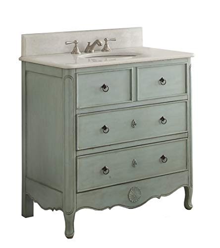 34” Cottage look Daleville Bathroom Sink vanity Model HF081-LB (Light Blue) - Thumbnail 5