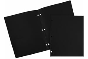 JAM PAPER Heavy Duty Plastic 3 Hole Punch Pocket Folders - Extra Tough School Folders - Black - 3/Pack