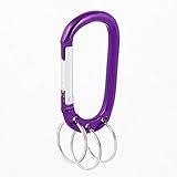 SODIAL(R) Purple Aluminum Carabiner Clip w 3 Split Key Ring Chain