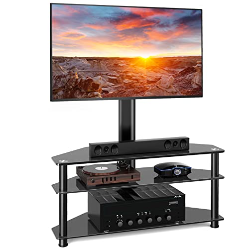 TAVR Glass Floor TV Stand with Swivel Mount for 32 37 43 47 50 55 60 65
