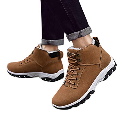 DondPO Men's Hiking Shoes Fashion Outdoor Sneakers Cotton Shoes Warm Waterproof Non-Slip Wear Sports Shoes Brown