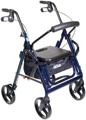 Drive Duet Dual Function Transport Wheelchair Rollator Rolling Walker, Blue, Model - 795B