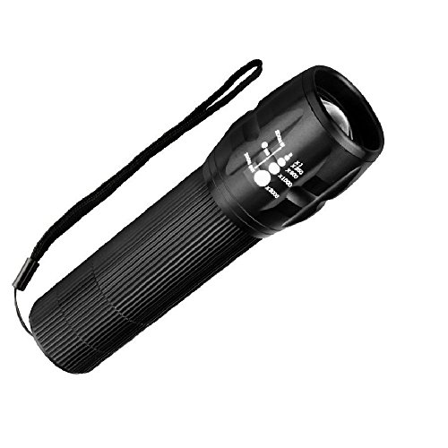 [Rechargeable 18650 Battery and Charger Included] Refun DT 900 Lumens Tactical Flashlight （Bright CREE XML T6 LED Light）Outdoor Water Resistant Torch with Adjustable Focus and 5 Light Modes