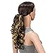 SWACC 12-Inch Short Screw Curls Claw Clip Ponytail Extensions Synthetic Clip in Drawstring Curly Ponytail Hairpiece Jaw Clip Hair Extension (Dark Brown Strawberry Blonde Highlights-4H27)