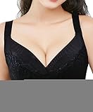 Apparel Smallwin Womens Thin Lace Jacquard Full-Coverage Push Up Everyday Bras Black US 44C Book