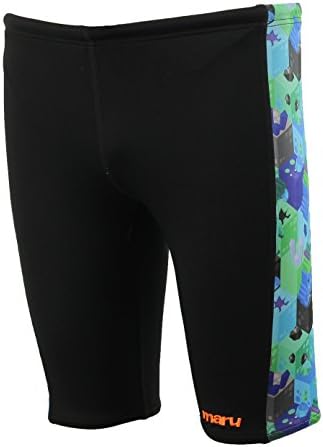 Maru Swimwear Tower Blokk Ted Pacer Panel Jammer Black Aqua Kids (22)