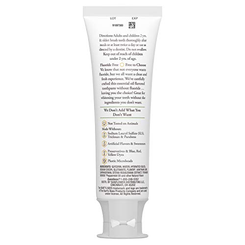 Burt's Bees Toothpaste, Natural Flavor, Fluoride Free Purely White, Zen