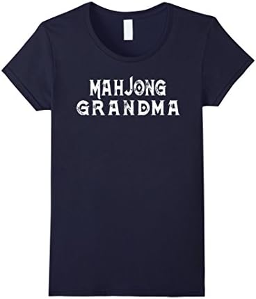 Womens Mahjong Grandma T-Shirt Large Navy
