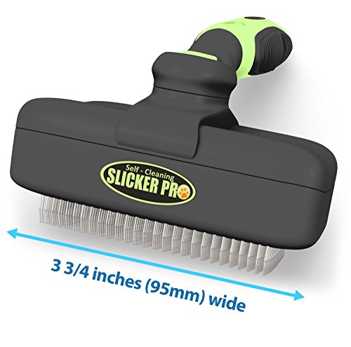 Pro Quality Self Cleaning Slicker Brush for Dogs and Cats - Easy to Clean Pet Grooming Brush Removes Mats, Tangles, and Loose Hair with Minimal Effort and Comfort - Suitable for Long or Short Hair