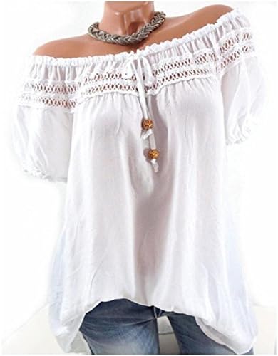 Quistal Summer Lace Top Short Sleeve Off Shoulder Blouse Ladies Casual Tops T-Shirt