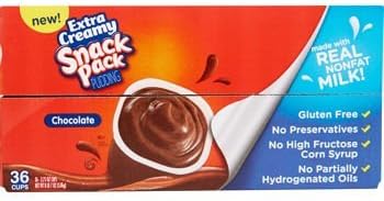 Hunt's Snack Pack Extra Creamy Chocolate Pudding, 3.75 Oz, 36 Count