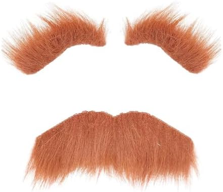 Bigote Y Cejas Falsas Amarillas Para Disfraces | Accesorio De Fiesta De Halloween Y Cosplay | Material Ligero Con Adhesivo (Tamaño 13x8 Cm)