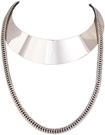 ZMJ Fashion Mirror Finish Choker Necklace Collar Lone Chain Necklace(J-SN245SILVER)