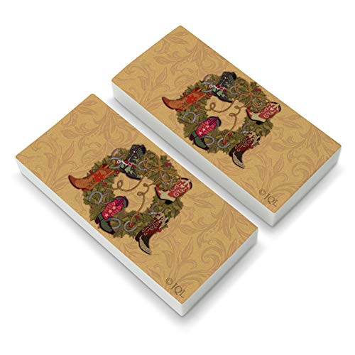 Christmas Holiday Boot Wreath Cowboy Horshoes Western Eraser Set of 2