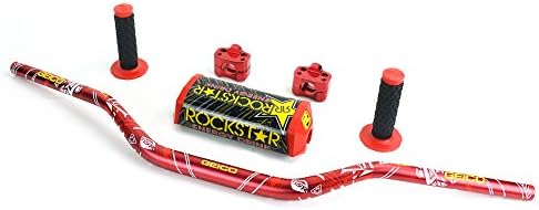 Motorcycle Motocross Aluminum 1 1/8" 28mm Handlebars + Grips+ Bar Riser+bar Pad For Dirt Pit Bike Motorcycle Quad ATV (Red)