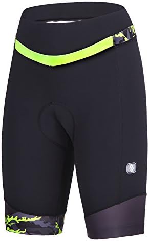 Womens Cycling Shorts with 3D Padded Camo Ride Bike Shorts with Reflective Elements(Grey,L)