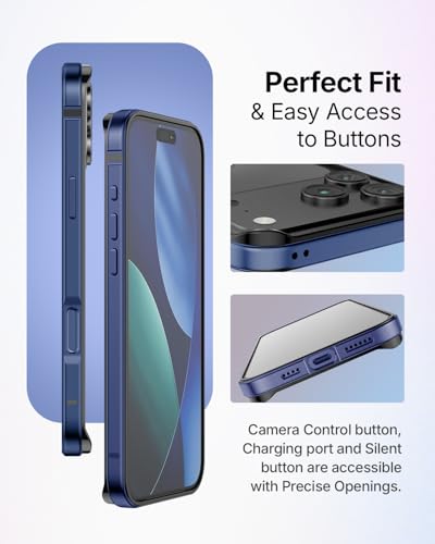 RAEGR Case | Anodized Aluminum Bumper | Compatible with iPhone 17 Pro Max (2025) | Supports Magnetic Wireless Charging | Edge Armor Protective Minimal Case - Dark Blue RG10620