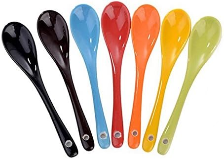 Drawihi Porcelain Spoons Coffee Tea Dessert Sugger Egg Small Spoons 7pcs Rondom