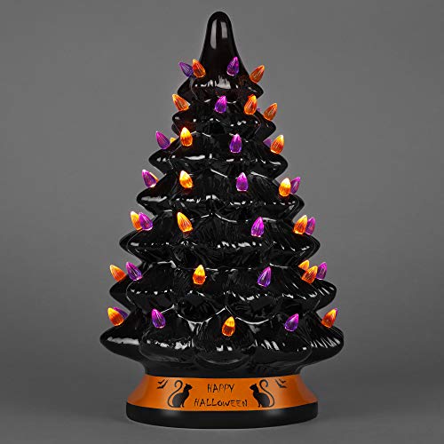 Best Choice Products PreLit 15in Ceramic Tabletop Halloween Tree Holiday Decoration w/Orange