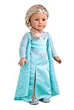 - Snow Queen - Long Turquoise Dress with Sparkling Cape and Silver Shoes - Clothes Fits 18 Inch American Girl Doll (Doll Not Included)