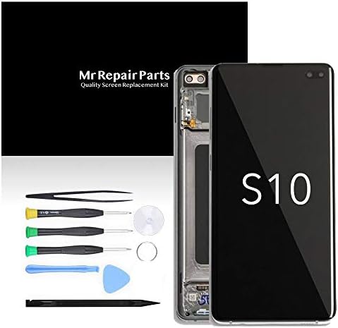 Mr Repair Parts Premium Quality Galaxy S10 AMOLED 3D Touch HDR10+ Display Screen Digitizer Assembly Replacement + Repair Tools + 9H Tempered Glass Screen Protector with Frame Assembled
