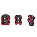 Eruner Children's Roller Blading [Thickening Knee Pads] - 6 Pcs Knee Wrist Elbow Pads Guard Skating Ski Biking Protective Gear (Black & Red)