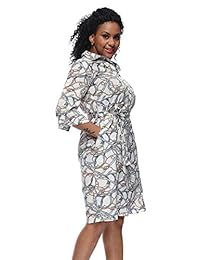 DresGai - Vestido de mujer con mangas matriculables por encima de la rodilla, con cinturón y estampado de bolsillo, estilo casual