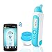 Ear & Forehead Digital Thermometer - Safe & Easy for Babies, Adults, Children, LCD Display, Bluetooth Thermometer Free App DL, Track Health, Share Reading, Save Up to 10 Readings - Pyle (PHTM20BTBL)