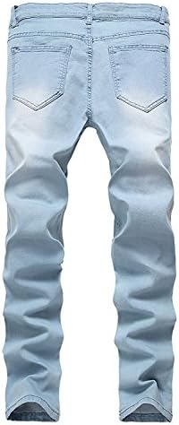 TOPING Fine Fashion;Handsome Men's Blue Skinny Jeans Stretch Washed Slim Fit Straight Pencil Pants Light BlueW40