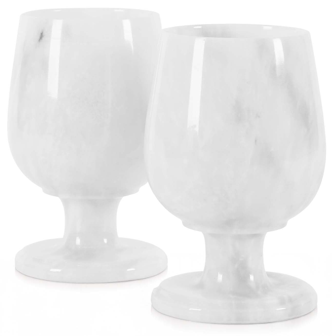 Radicaln Marble Wine Glasses Set of 2 White 5.5 x 3.5 Inch 8.4 oz Handmade Wine Glass Set - Marble Stone Champagne Glasses - Suitable for Small Gathering & Home Décor
