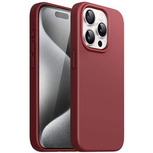 JETech Silicone Case for iPhone 15 Pro Max 6.7-Inch, Silky-Soft Touch Full-Body Protective Phone Case, Shockproof Cover (Maroon)