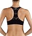 Bise Women's Sports Bra Yoga Top Push up Add 2 Cups Padding Workout Middle Support Active Wear (M, B-400 Black)