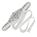 E-Clover Rhinestone Ribbon Sash Belt for Bridal Women's Wedding Dress Belt (Silver Applique/Off white)