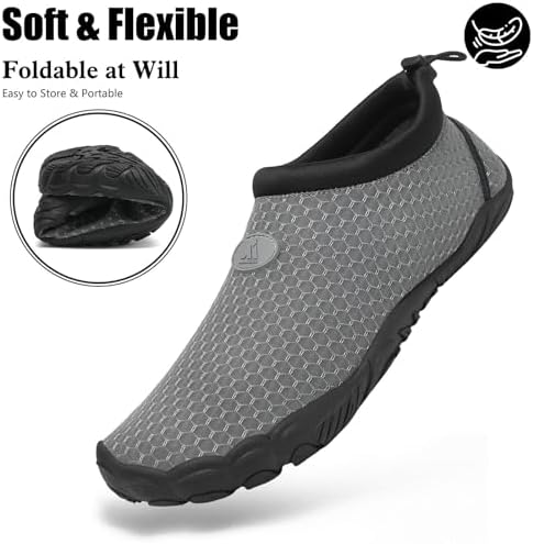 Zapatos de Playa y Natación Hombre Mujer Zapatillas de Agua Antideslizantes Ligeras Secado Rápido Gris 42 EU