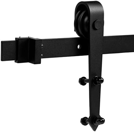8/10/12 FT Arrow Shape Double Sliding Barn Door Hardware for Double Doors,Carbon Steel,Black (10FT Double Door Kit)