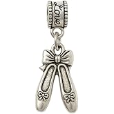Ballet Slippers Charm Bead – Ballerina Pointe Shoe Pendant with Bow – Compatible with Pandora, Chamilia, Troll & European Bracelets – Dance Jewelry Gift for Dancers