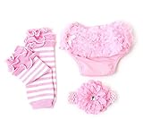 Ema Jane - Baby Leg Warmers (Stripes - Pink and White Cupcake Ruffle)